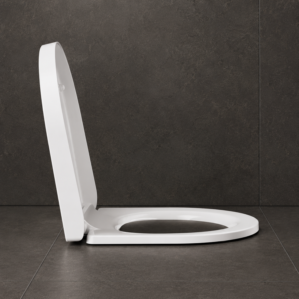 Kurzer WC-Sitz passend für 48 cm Wand-WC 810.03.2002 – abnehmbar mit Absenkautomatik – weiß – Treos