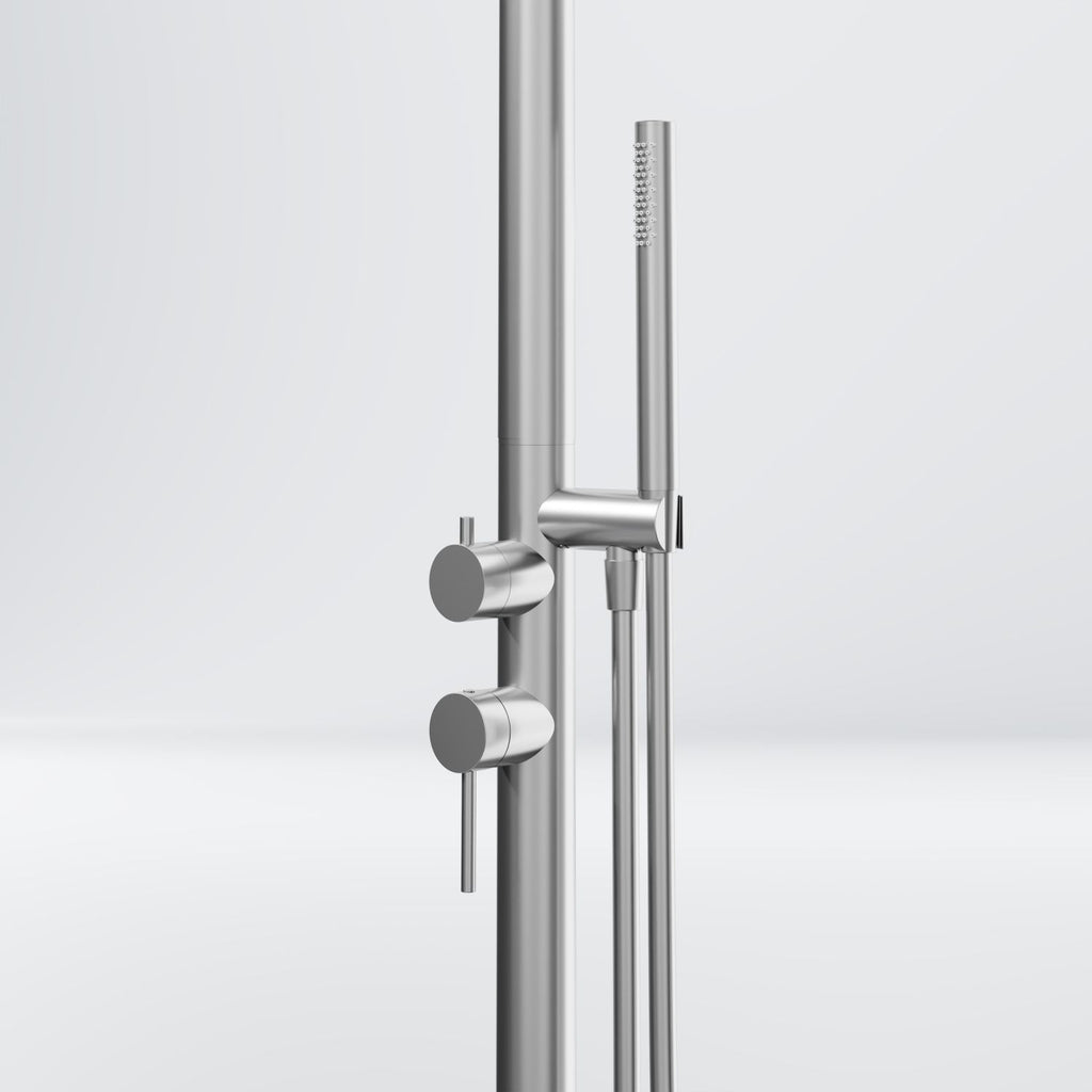 Steinberg Garden Shower Freestanding - Outdoor Shower Made of Matt Brushed Stainless Steel Outdoor Shower