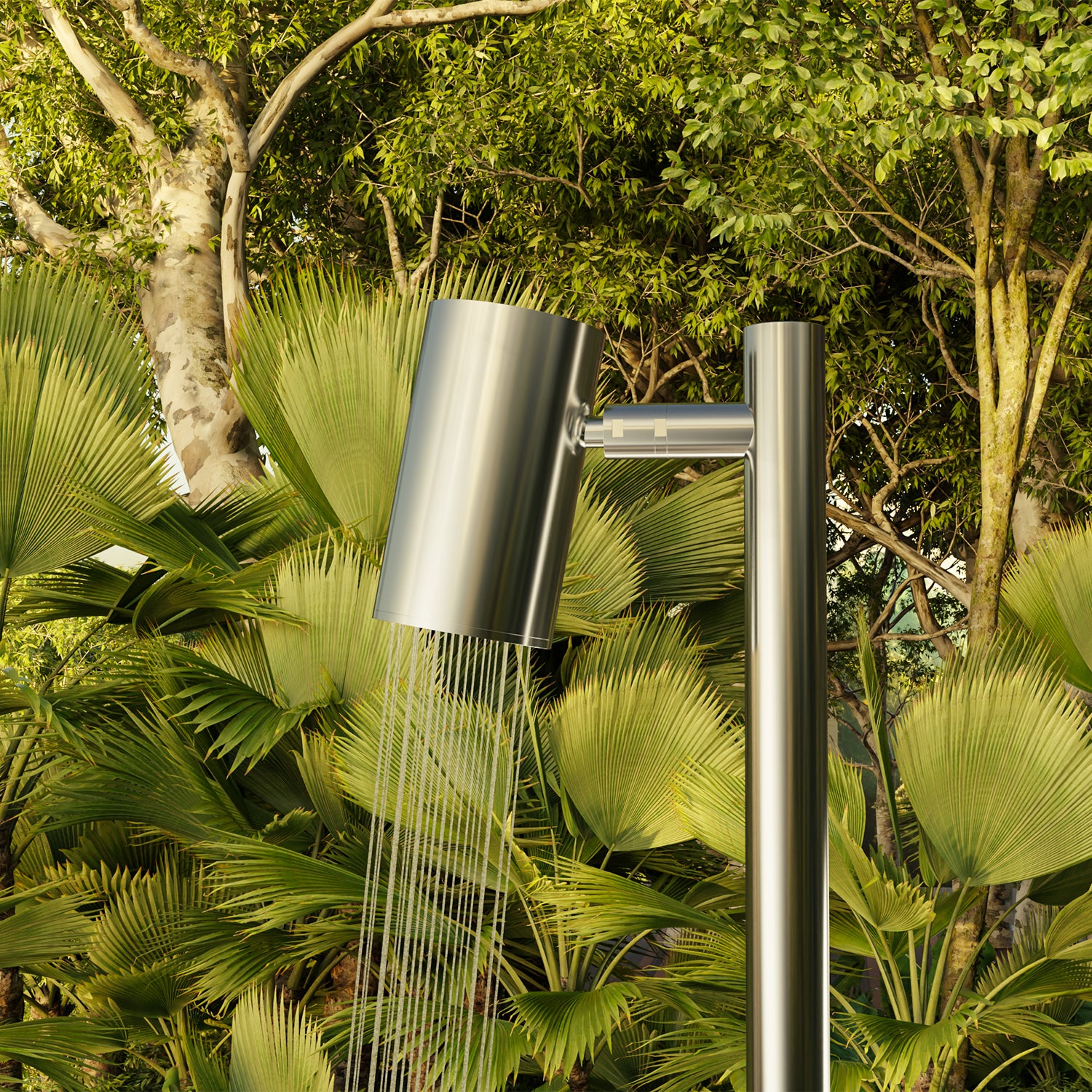 Steinberg Freestanding garden shower - outdoor shower - made of stainless steel - matt brushed