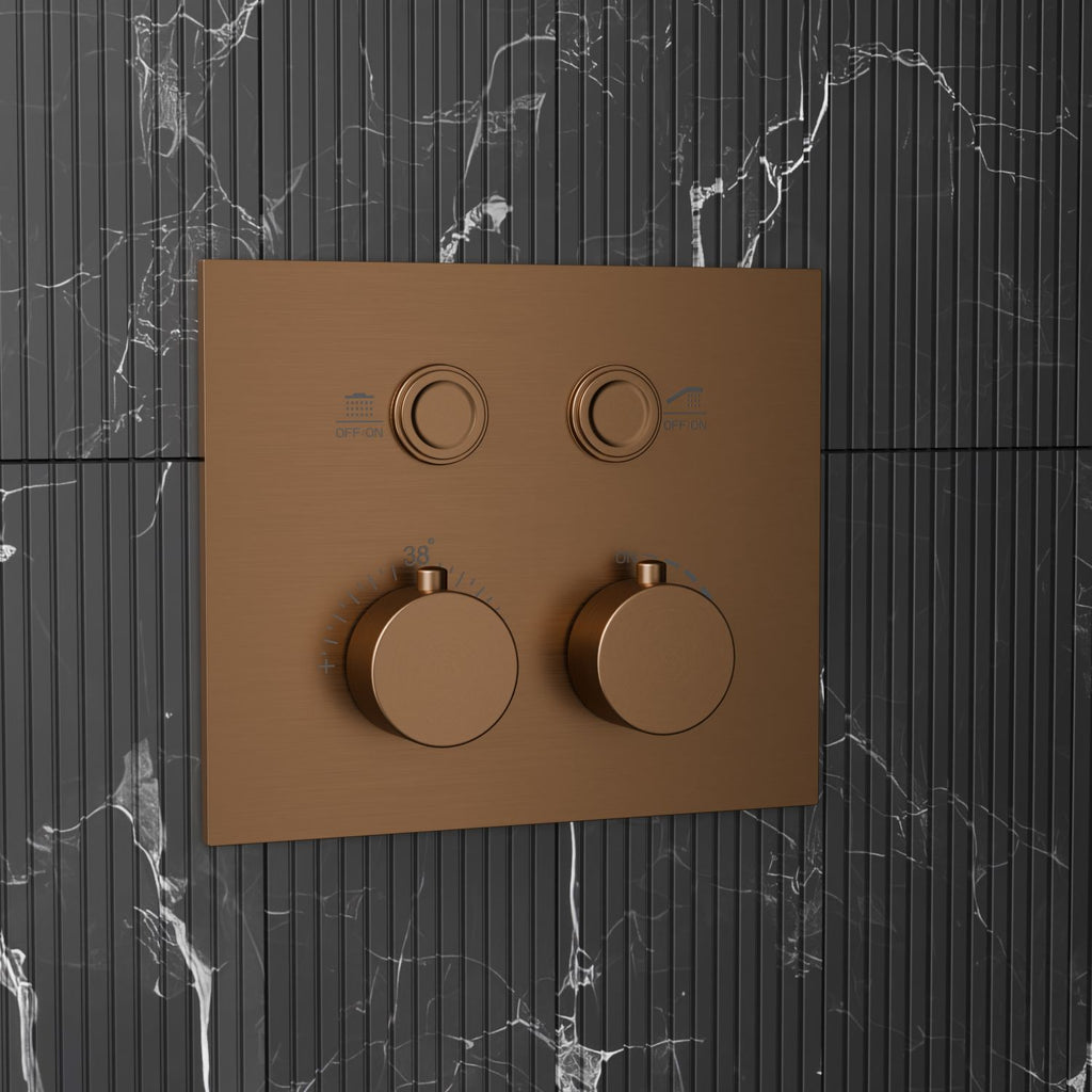 Bewater concealed thermostatic fitting with Pushtronic ease of use, for 2 consumers