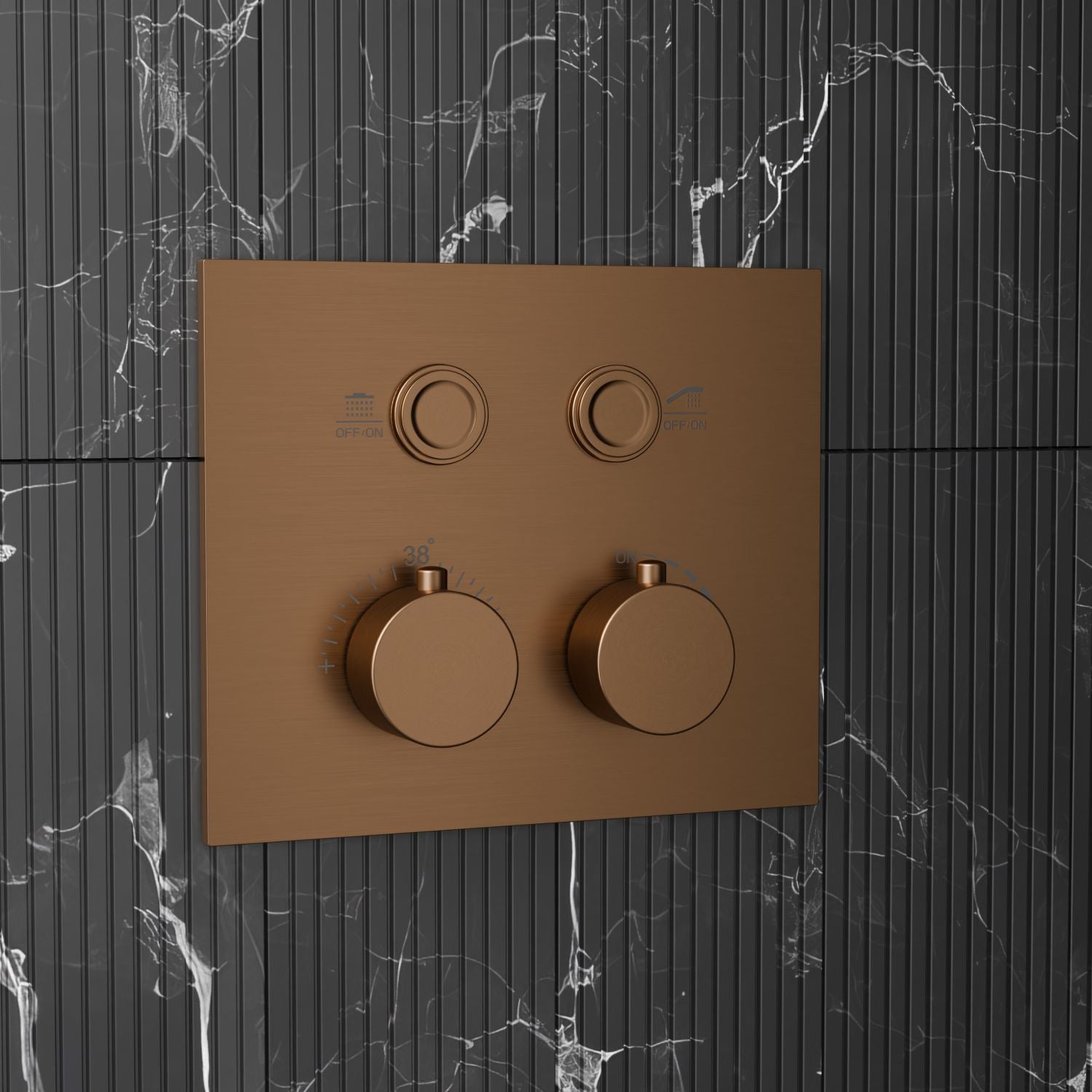 Bewater concealed thermostatic fitting with Pushtronic ease of use, for 2 consumers