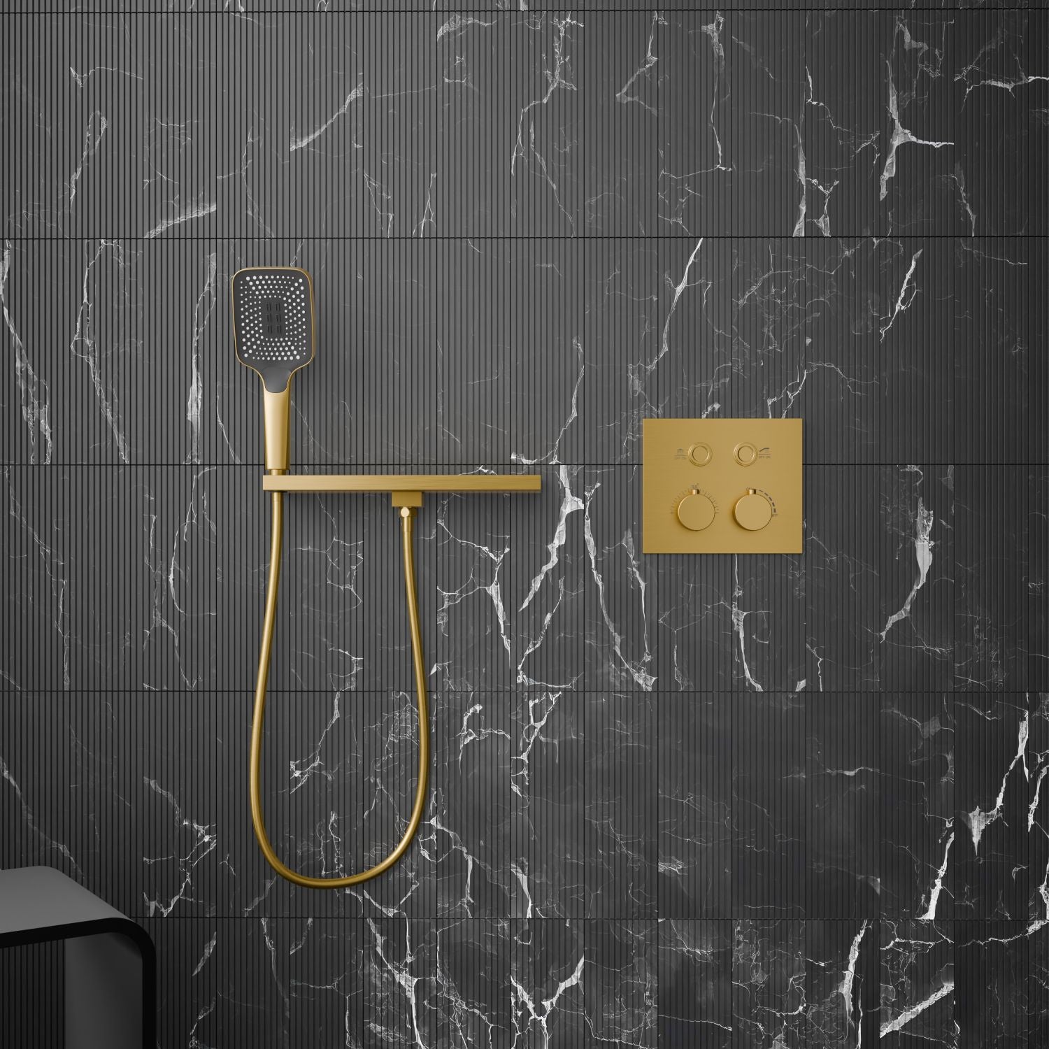 Bewater concealed thermostatic fitting with Pushtronic ease of use, for 2 consumers