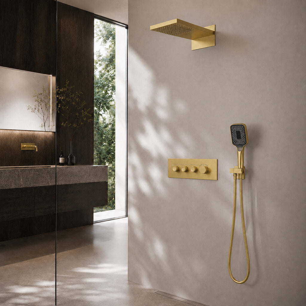 Ensemble de douche Bewater, ensemble complet avec douchette à main, Douche de tête comprenant douche cascade et mitigeur encastré