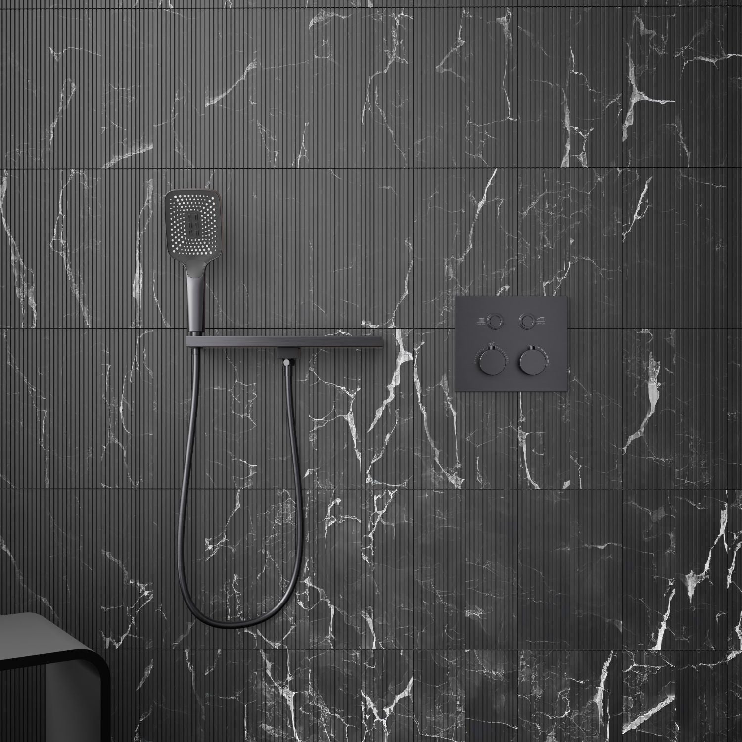Bewater concealed thermostatic fitting with Pushtronic ease of use, for 2 consumers