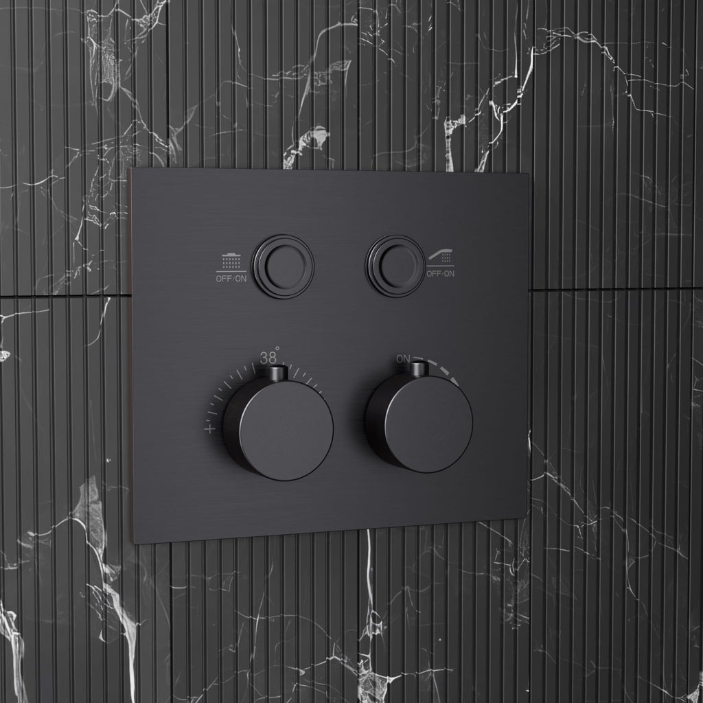 Bewater concealed thermostatic fitting with Pushtronic ease of use, for 2 consumers