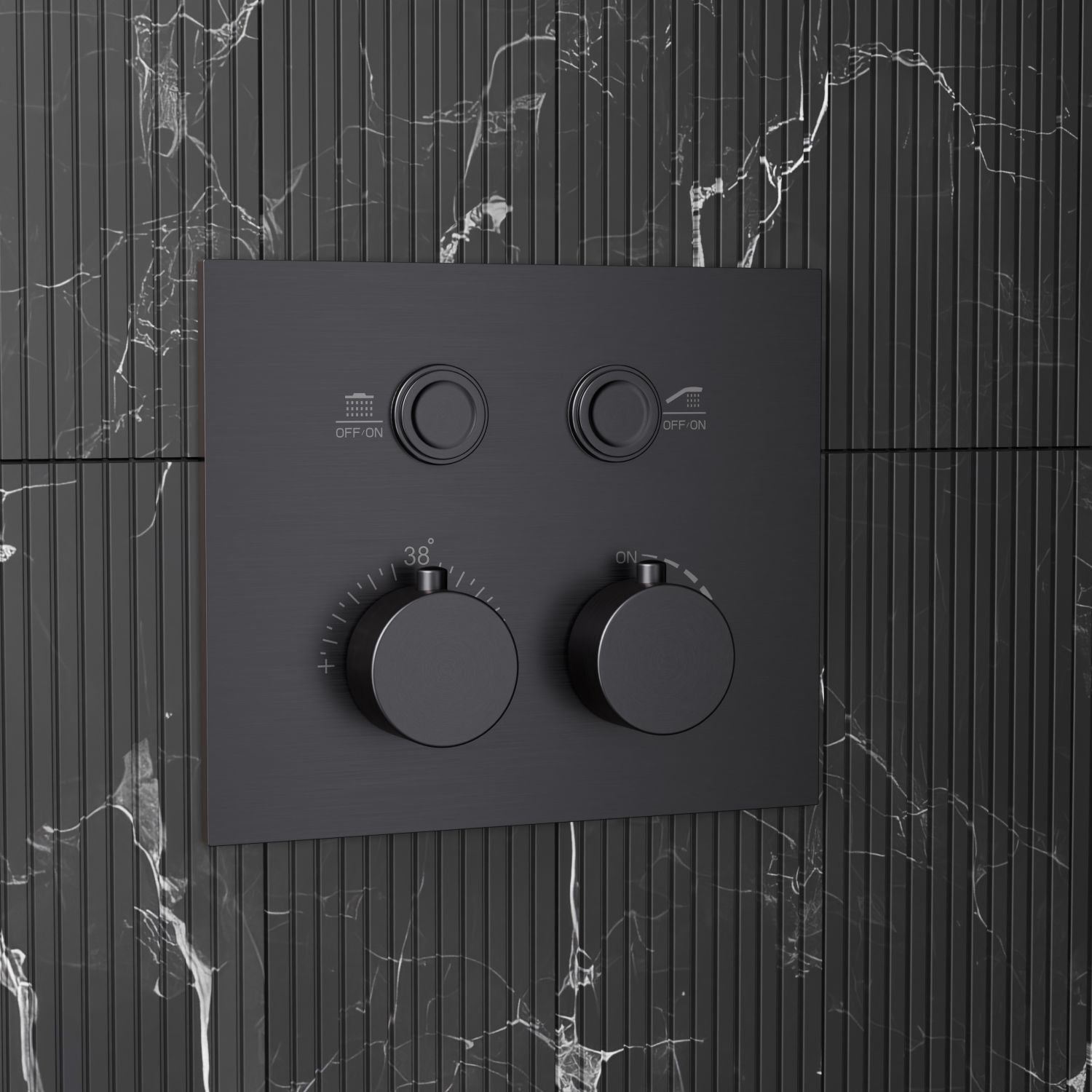 Bewater concealed thermostatic fitting with Pushtronic ease of use, for 2 consumers