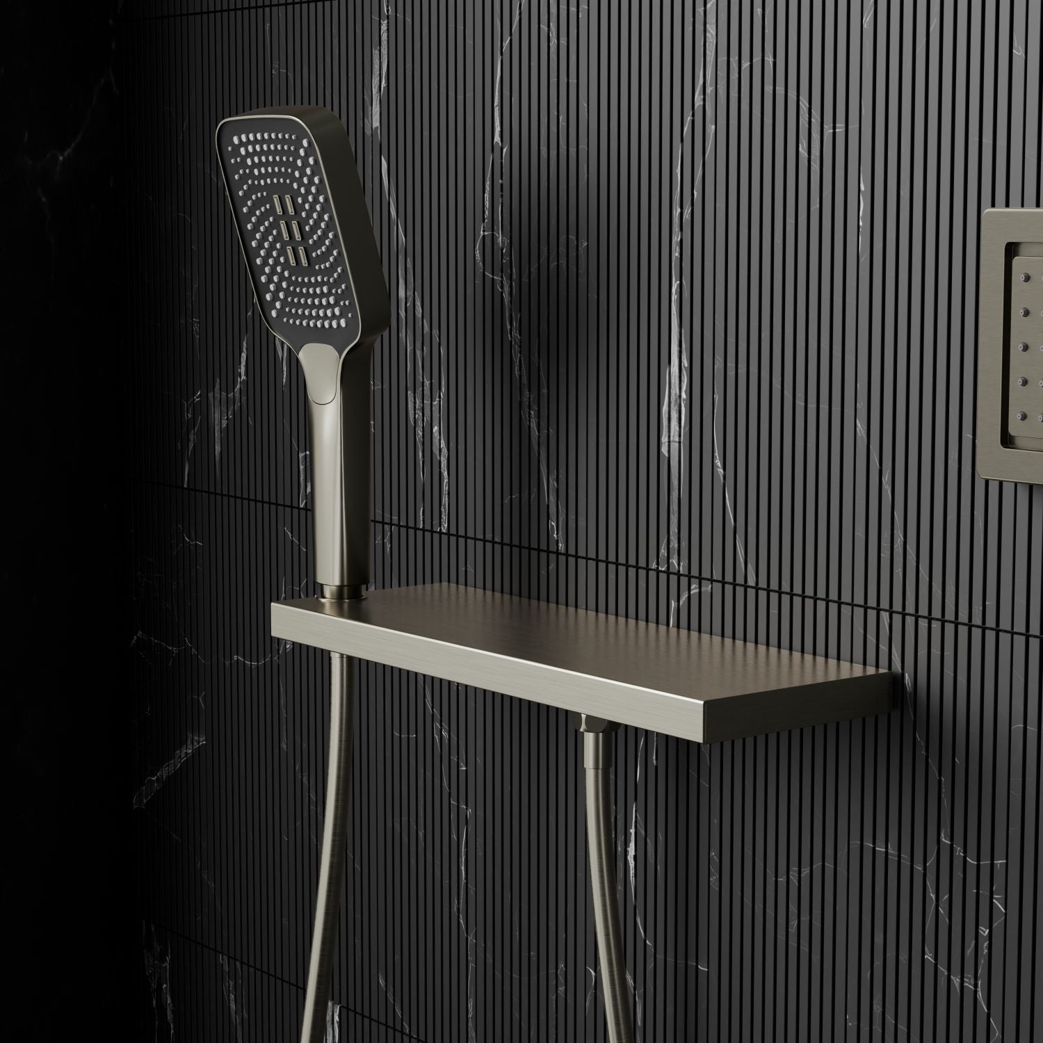 Bewater Handbrause mit Schlauch und praktischer Wandablage inkl. Brausehalter