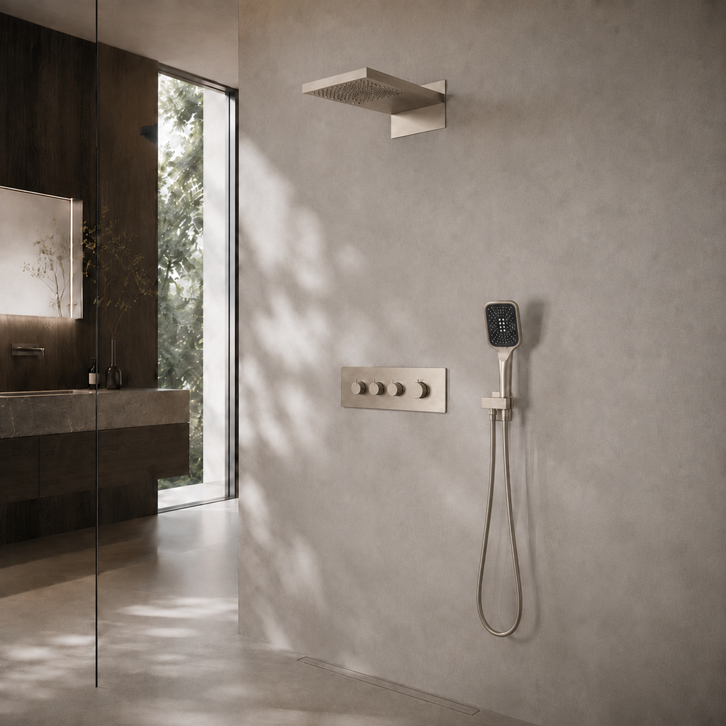 Bewater doucheset, complete set met handdouche, Hoofddouche inclusief watervaldouche en inbouwmengkraan
