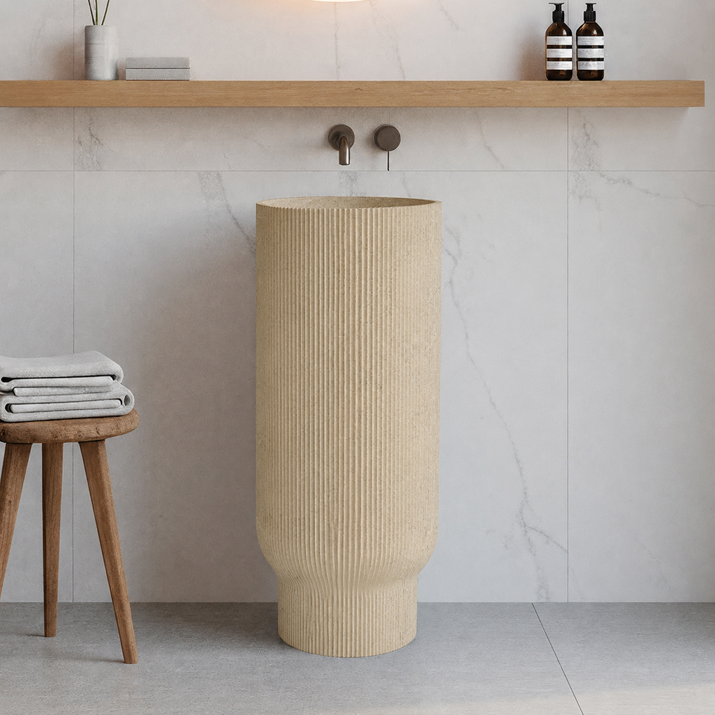 bathco BOHOL - pedestal washbasin made of natural stone