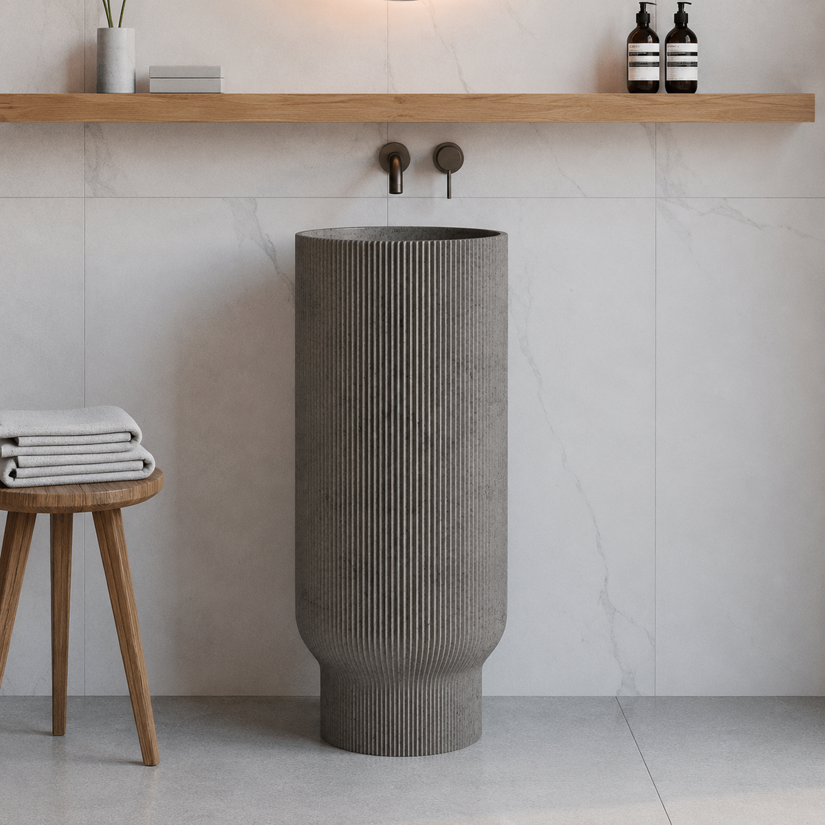 bathco BOHOL - pedestal washbasin made of natural stone