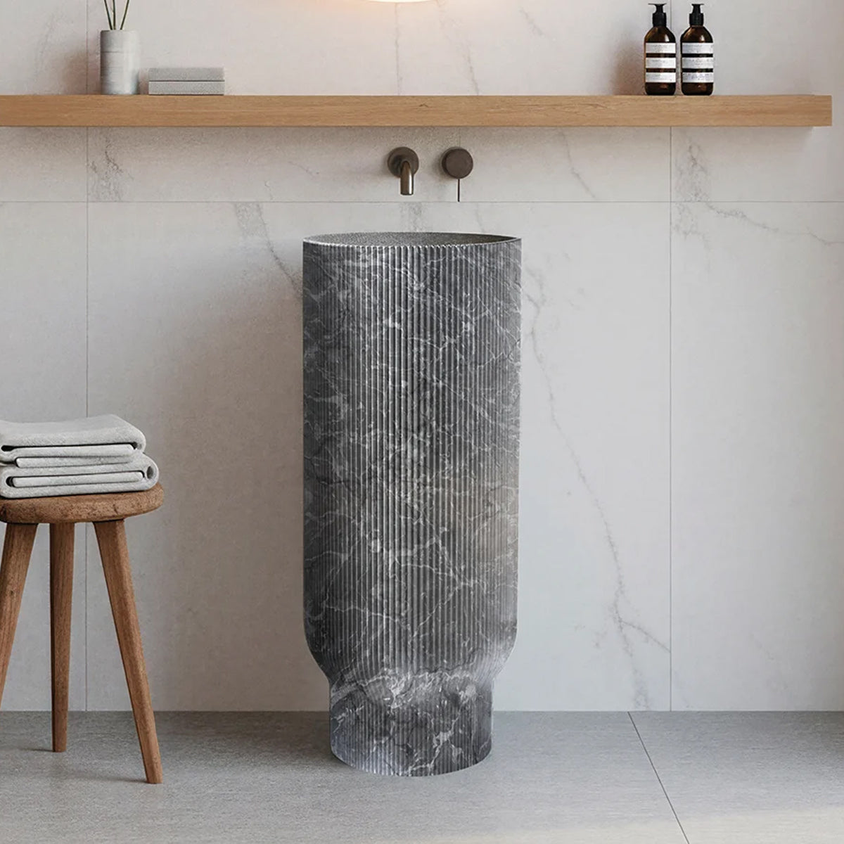 bathco BOHOL - pedestal washbasin made of natural stone