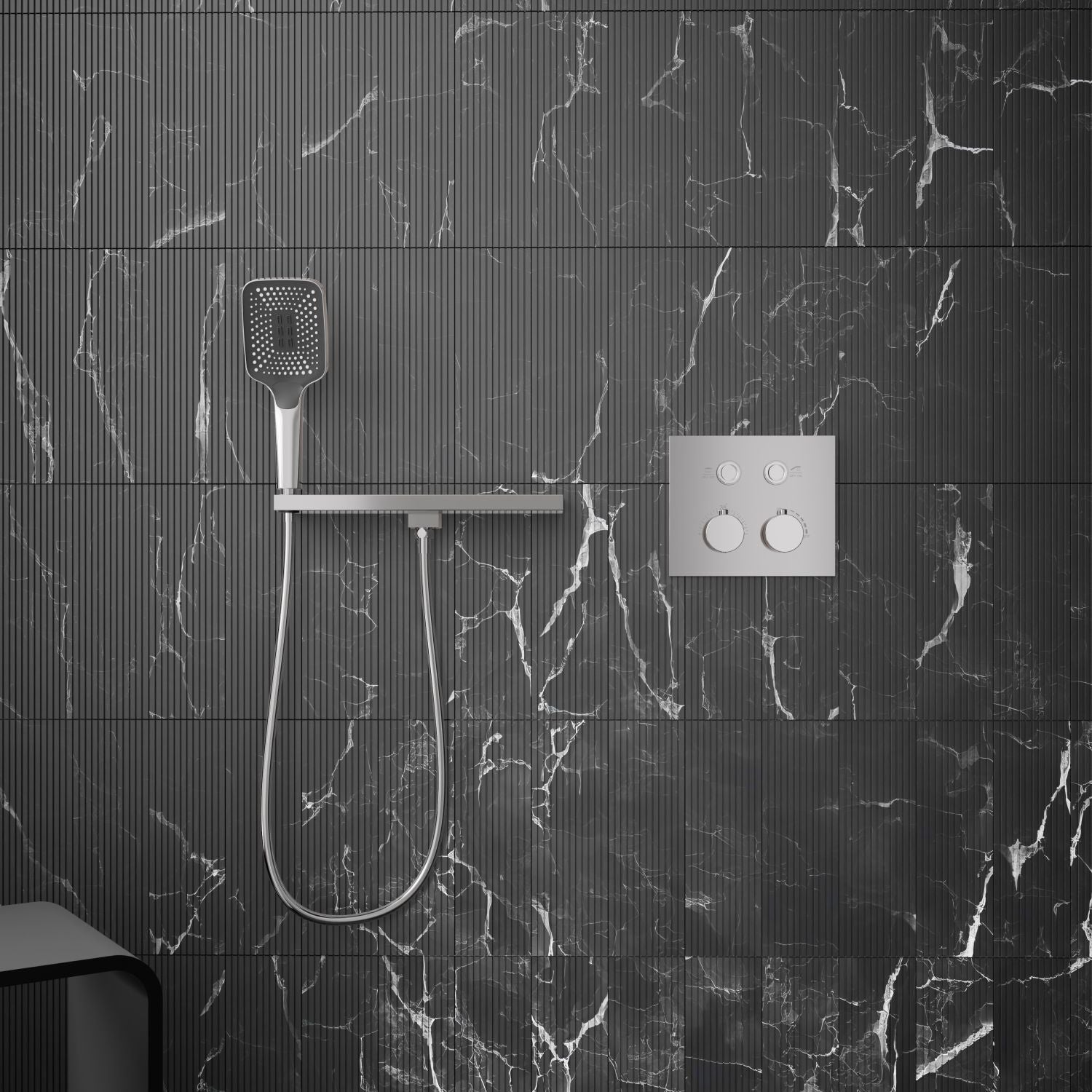 Bewater concealed thermostatic fitting with Pushtronic ease of use, for 2 consumers