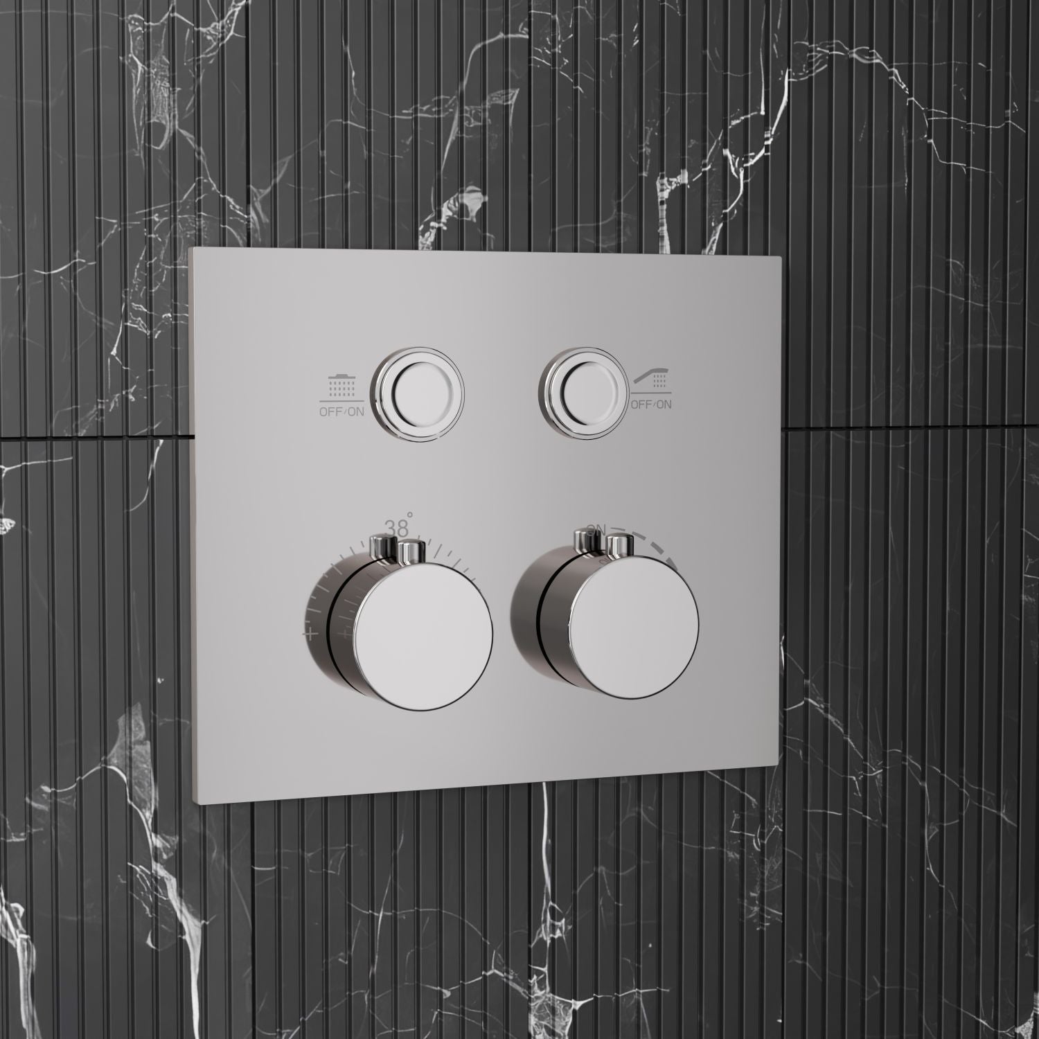 Bewater concealed thermostatic fitting with Pushtronic ease of use, for 2 consumers