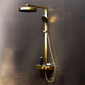 Steinberg Duschsystem mit Glasablage für 3 Verbraucher - Thermostat mit Drehknöpfen, Regenbrause, Handbrause & integriertem Schwall