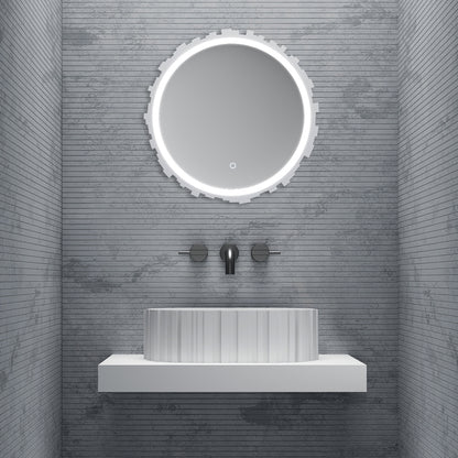 Bewater Bold Series: Aufsatz-Waschtisch oval aus Solid-Surface, weiß gerillt