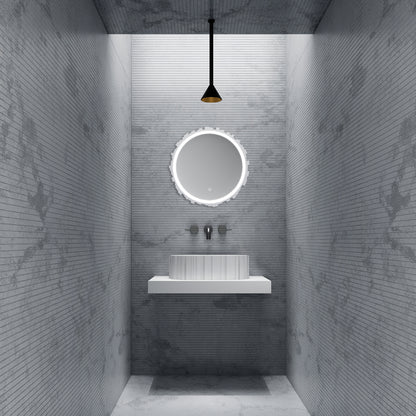 Bewater Bold Series: Aufsatz-Waschtisch oval aus Solid-Surface, weiß gerillt