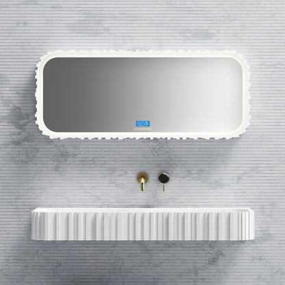 Bewater Bold Series: Wand-Waschtisch aus Solid-Surface, weiß gerillt