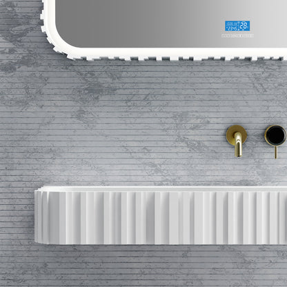 Bewater Bold Series: Wand-Waschtisch aus Solid-Surface, weiß gerillt