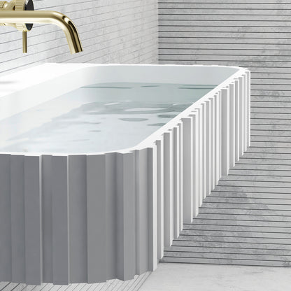 Bewater Bold Series: Wand-Waschtisch aus Solid-Surface, weiß gerillt