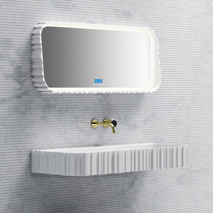 Bewater Bold Series: Wand-Waschtisch aus Solid-Surface, weiß gerillt