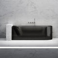 Bewater cornerbathtub left, with vertical external structure, made of polyresin, without overflow including drain fitting