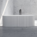 Bewater Bold Series: Freistehende Badewanne aus Solid-Surface, weiß gerillt