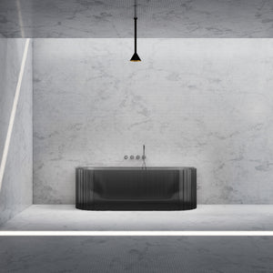 Bewater pretextbathtub with vertical external structure, made of polyresin, including waste and overflow fittings