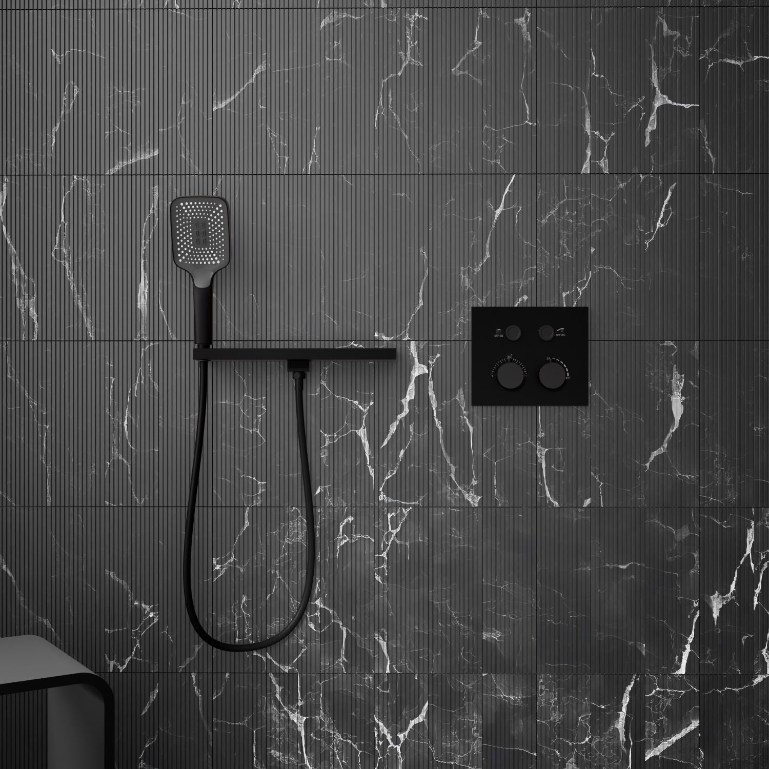 Bewater concealed thermostatic fitting with Pushtronic ease of use, for 2 consumers