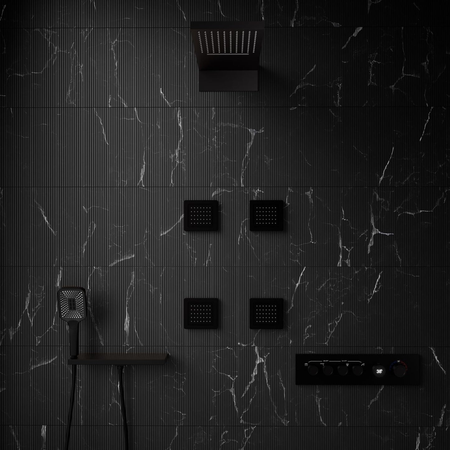 Bewater Handbrause mit Schlauch und praktischer Wandablage inkl. Brausehalter