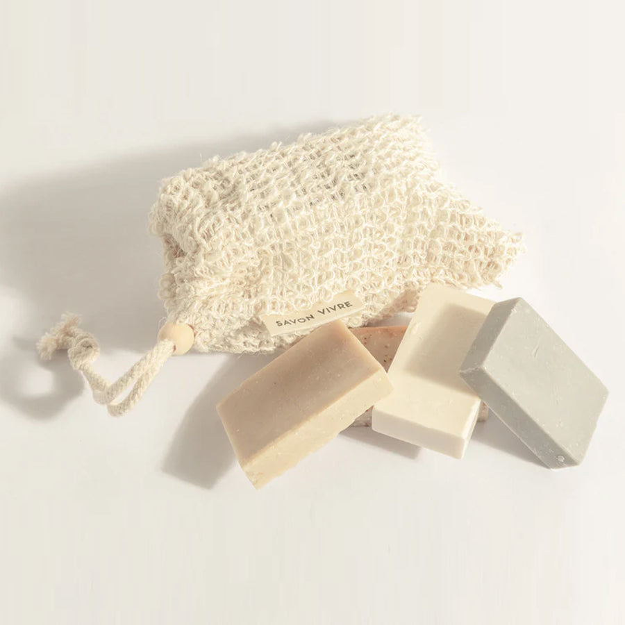 SAVON VIVRE - Bio-Sisal-Seifensäckchen, mit 5 verschiedenen Seifen á 20g befüllt