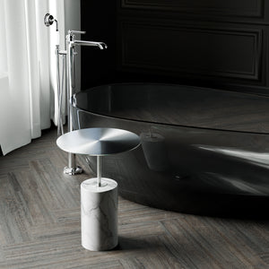 Side table Steinberg Series 541 with a metal table area and solid base - marble look