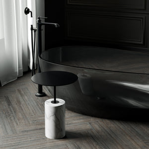 Side table Steinberg Series 541 with a metal table area and solid base - marble look