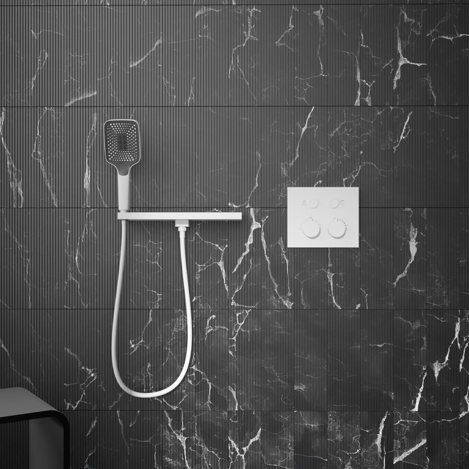 Bewater concealed thermostatic fitting with Pushtronic ease of use, for 2 consumers