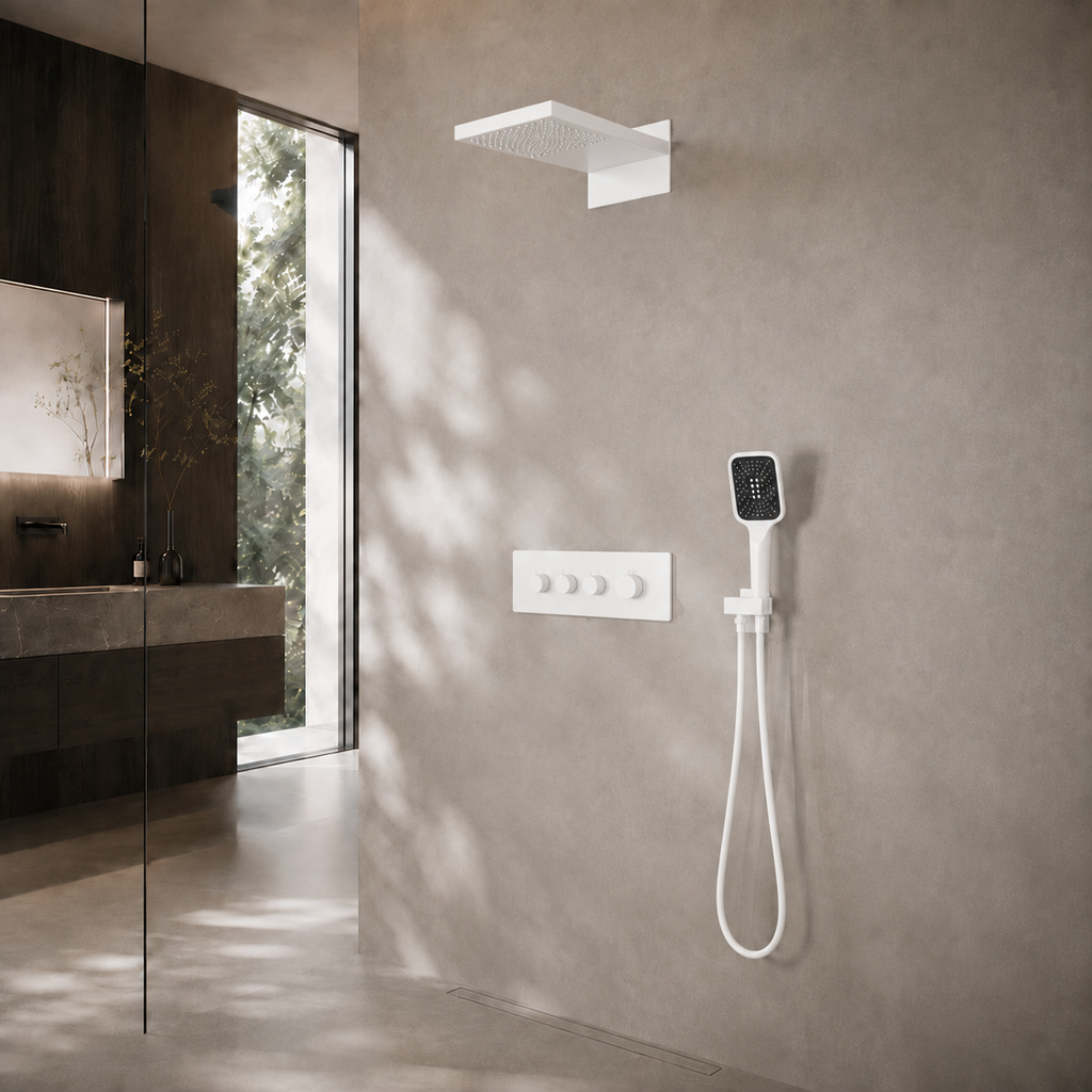 Bewater doucheset, complete set met handdouche, Hoofddouche inclusief watervaldouche en inbouwmengkraan