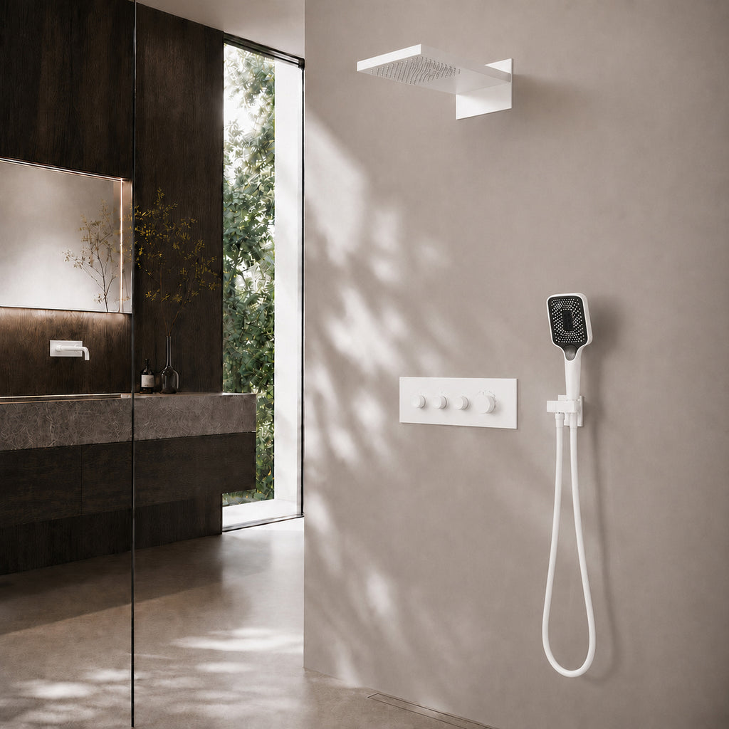 Ensemble de douche Bewater, ensemble complet avec douchette à main, Douche de tête comprenant douche cascade et mitigeur encastré