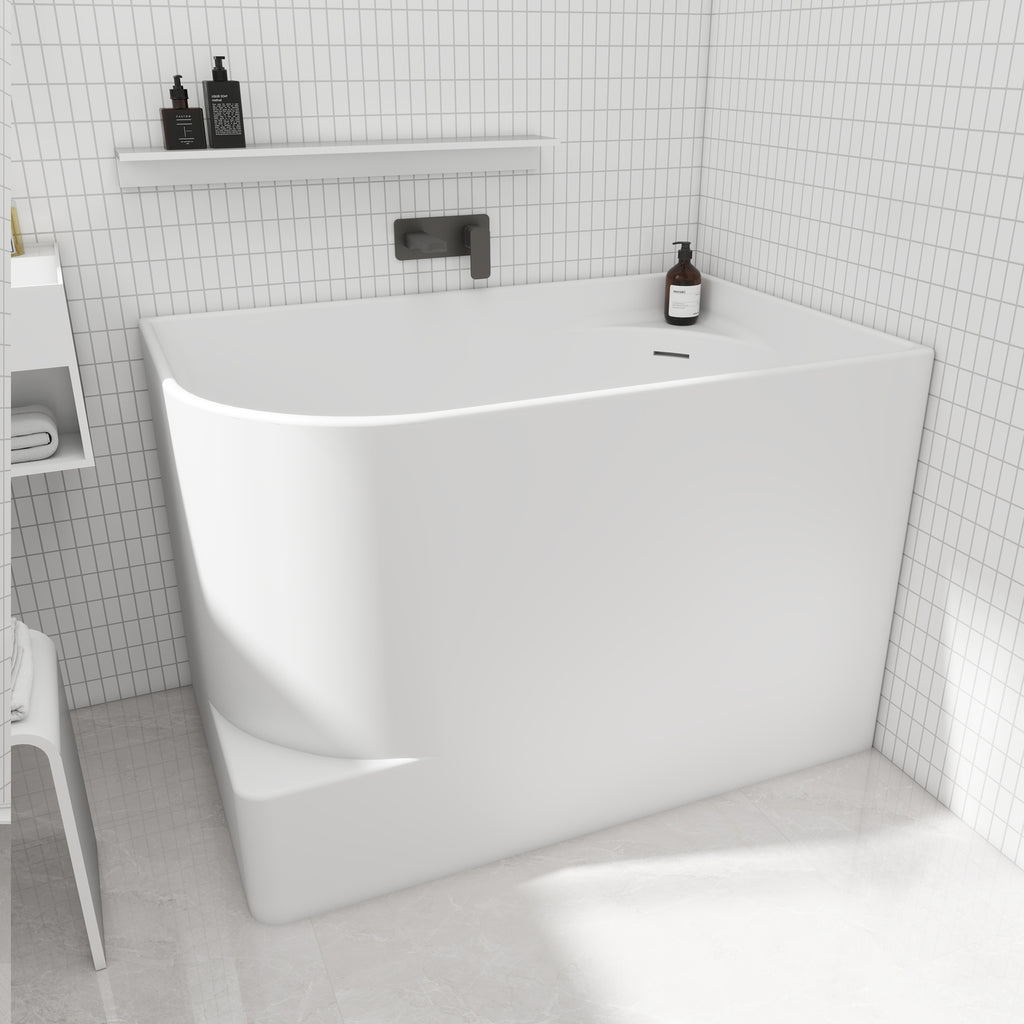 Bewater Eck-Badewanne, Einstieg links,  Solid Surface