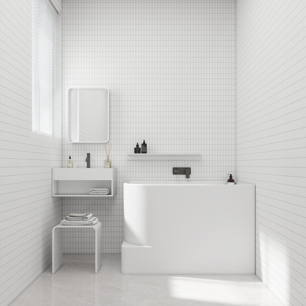 Bewater Eck-Badewanne, Einstieg links,  Solid Surface