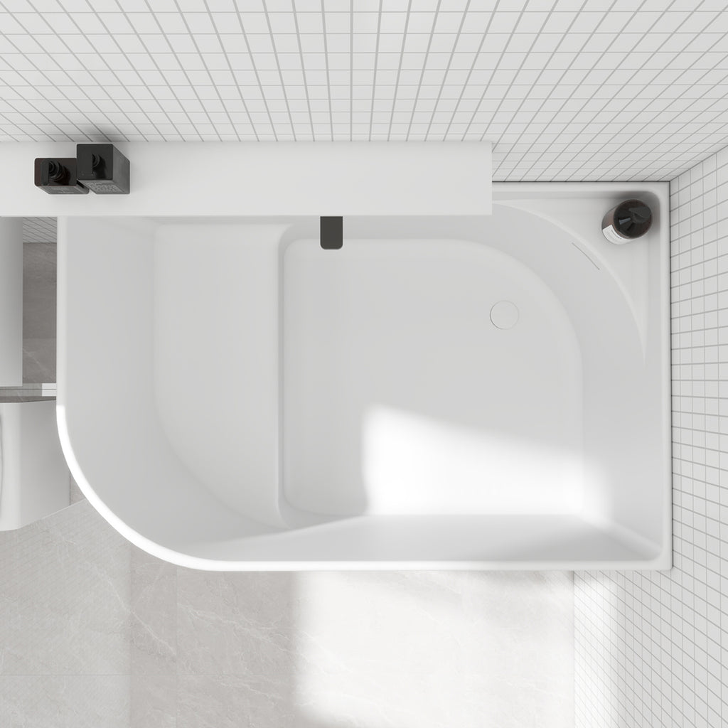 Bewater Eck-Badewanne, Einstieg links,  Solid Surface