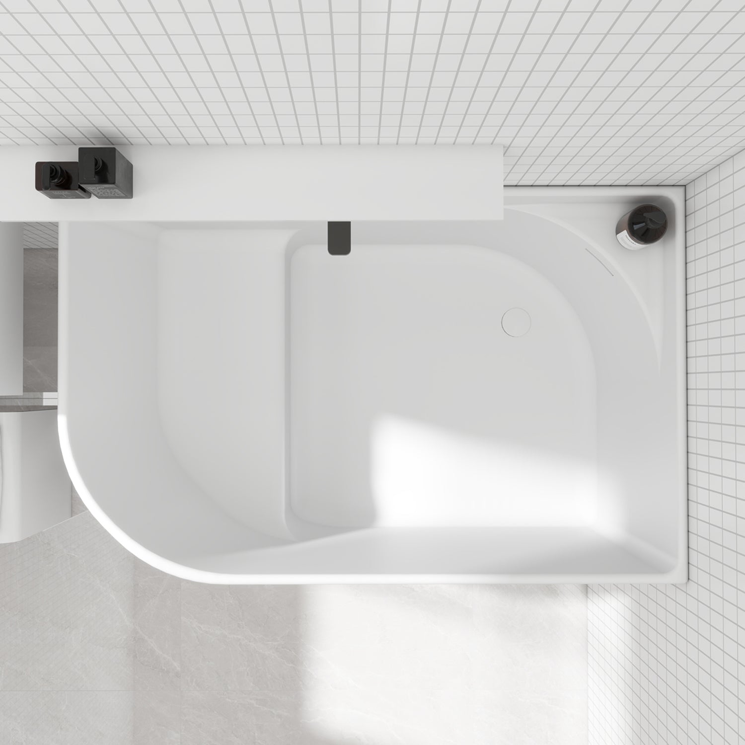 Bewater Eck-Badewanne, Einstieg links,  Solid Surface