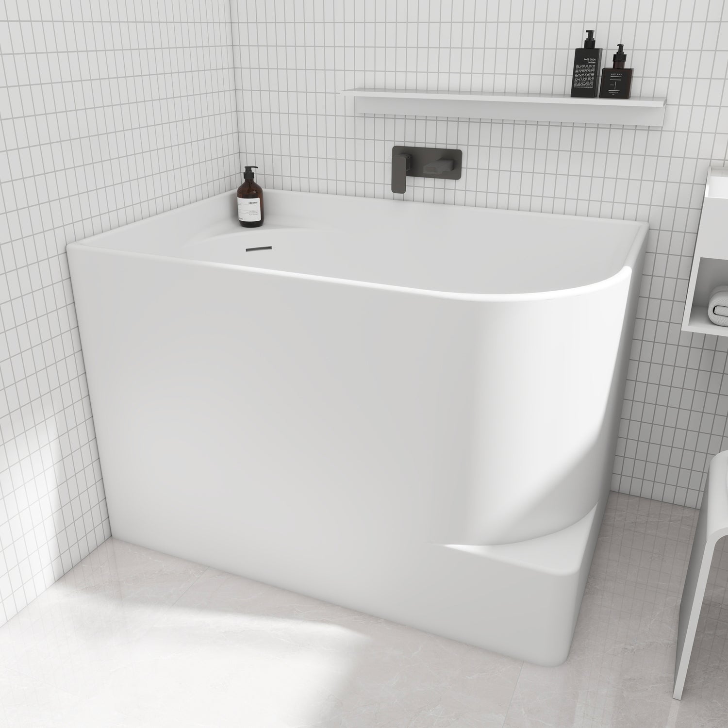 Bewater Eck-Badewanne, Einstieg rechts,  Solid Surface