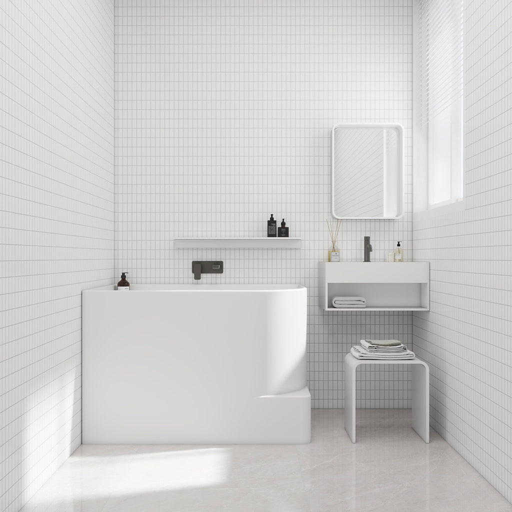 Bewater Eck-Badewanne, Einstieg rechts,  Solid Surface
