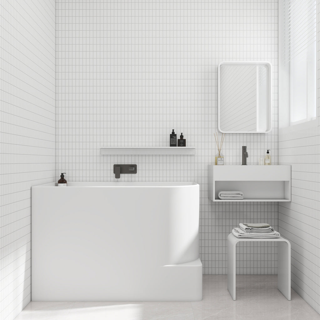 Bewater Eck-Badewanne, Einstieg rechts,  Solid Surface