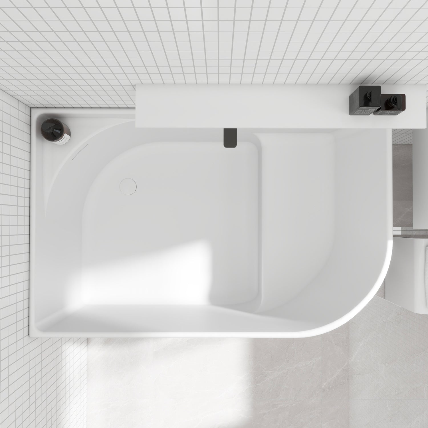 Bewater Eck-Badewanne, Einstieg rechts,  Solid Surface