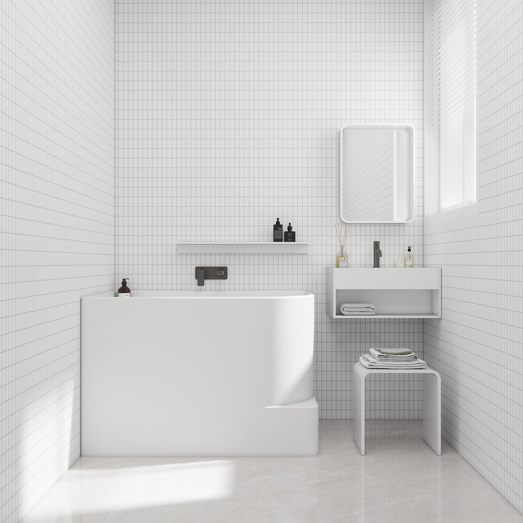 Bewater Eck-Badewanne, Einstieg rechts,  Solid Surface