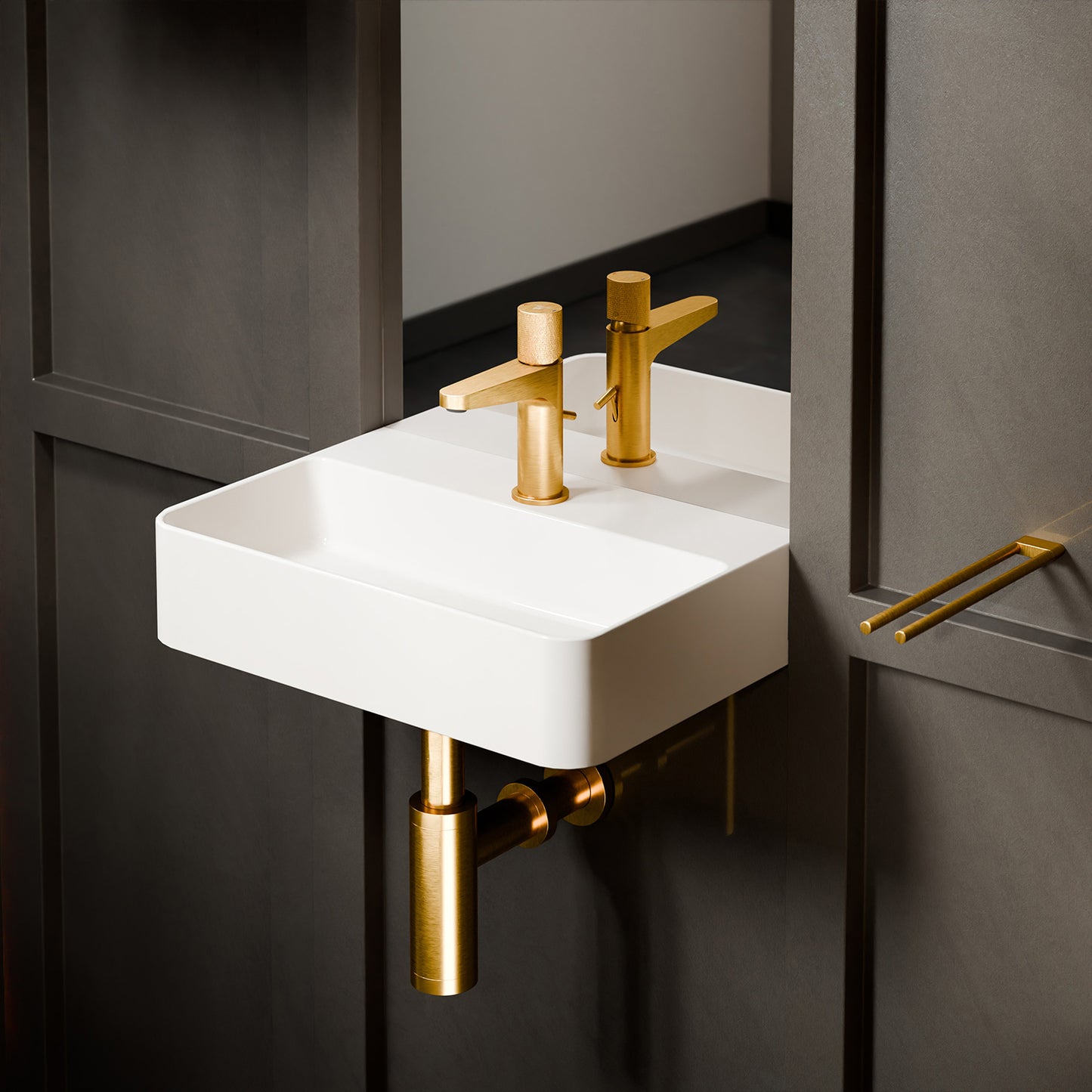 Treos Hand wash basin angular in white - 46.5cm wide - made of ceramic - series 800
