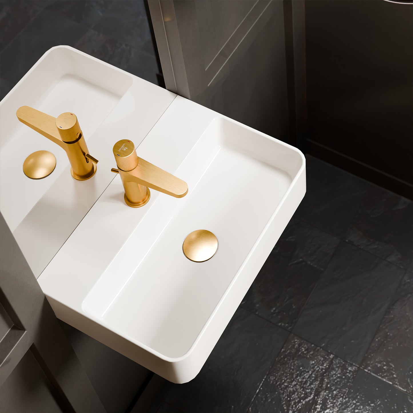 Treos Hand wash basin angular in white - 46.5cm wide - made of ceramic - series 800