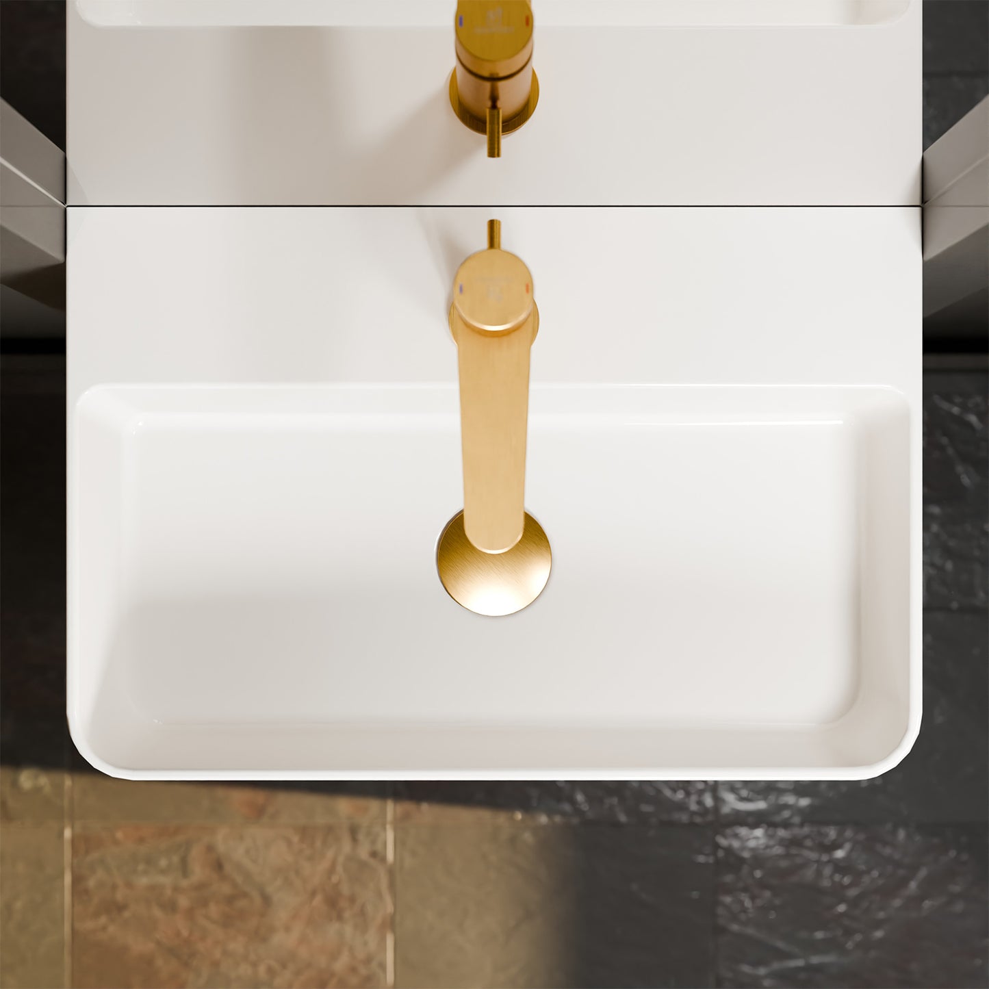 Treos Hand wash basin angular in white - 46.5cm wide - made of ceramic - series 800