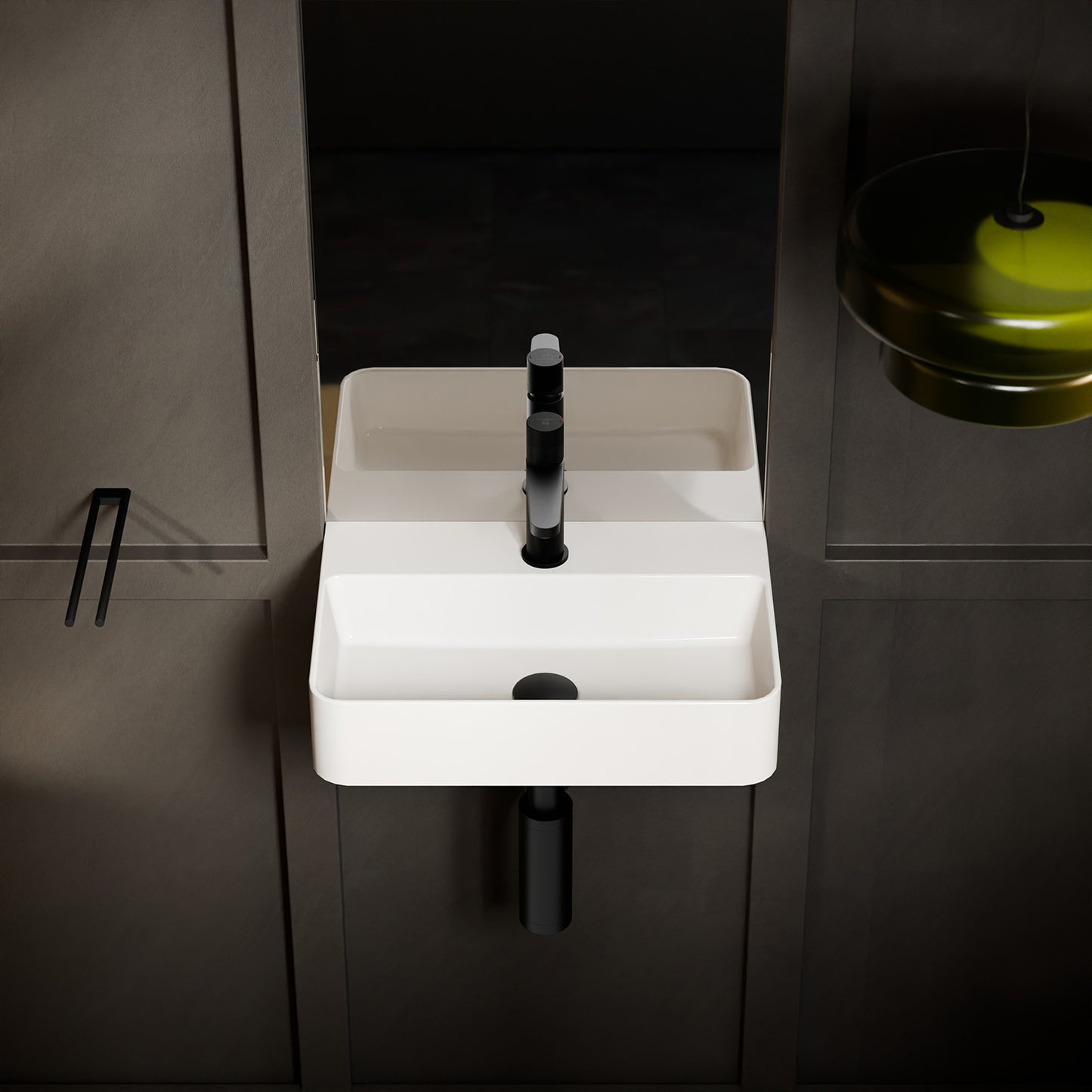 Treos Hand wash basin angular in white - 46.5cm wide - made of ceramic - series 800