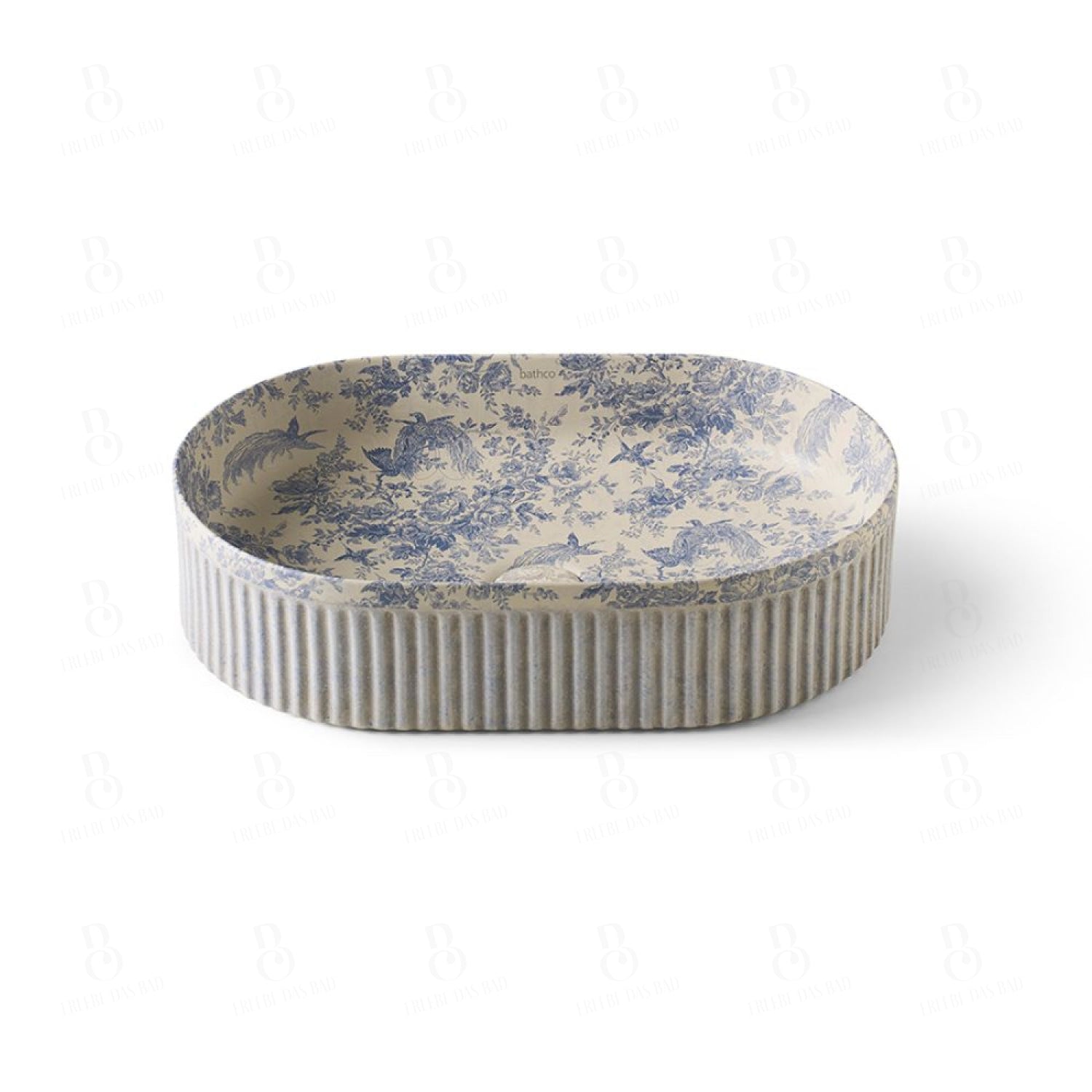 bathco Aufsatzwaschbecken - Blau Muster - Wadi Oval Toile de Jouy Azul ...