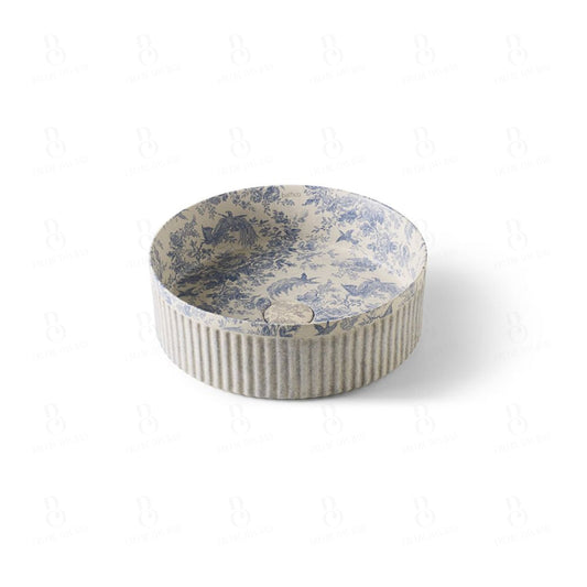 1Bathco Wadi Toile De Jouy Azul - Aufsatzwaschbecken 360 X 120 Mm Aufsatzwaschtisch